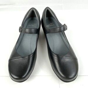 Dansko Leather Mary Jane Flats Women's 41 W Black Comfort Shoes Fawna 10.5 - 11